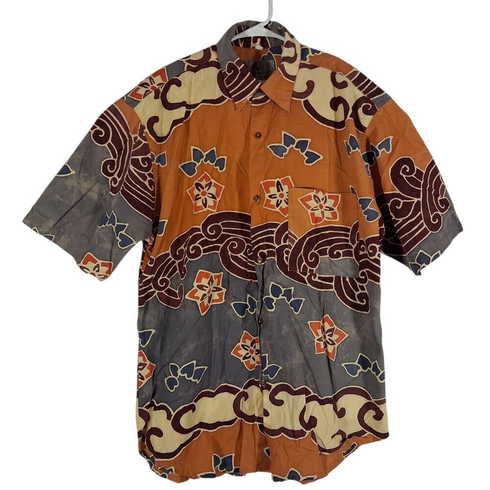 Territory Ahead shirt mens L Large hawaiian all over floral multicolor aztec